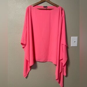 Vince Camuto neon pink / hot pink drapey blouse size L